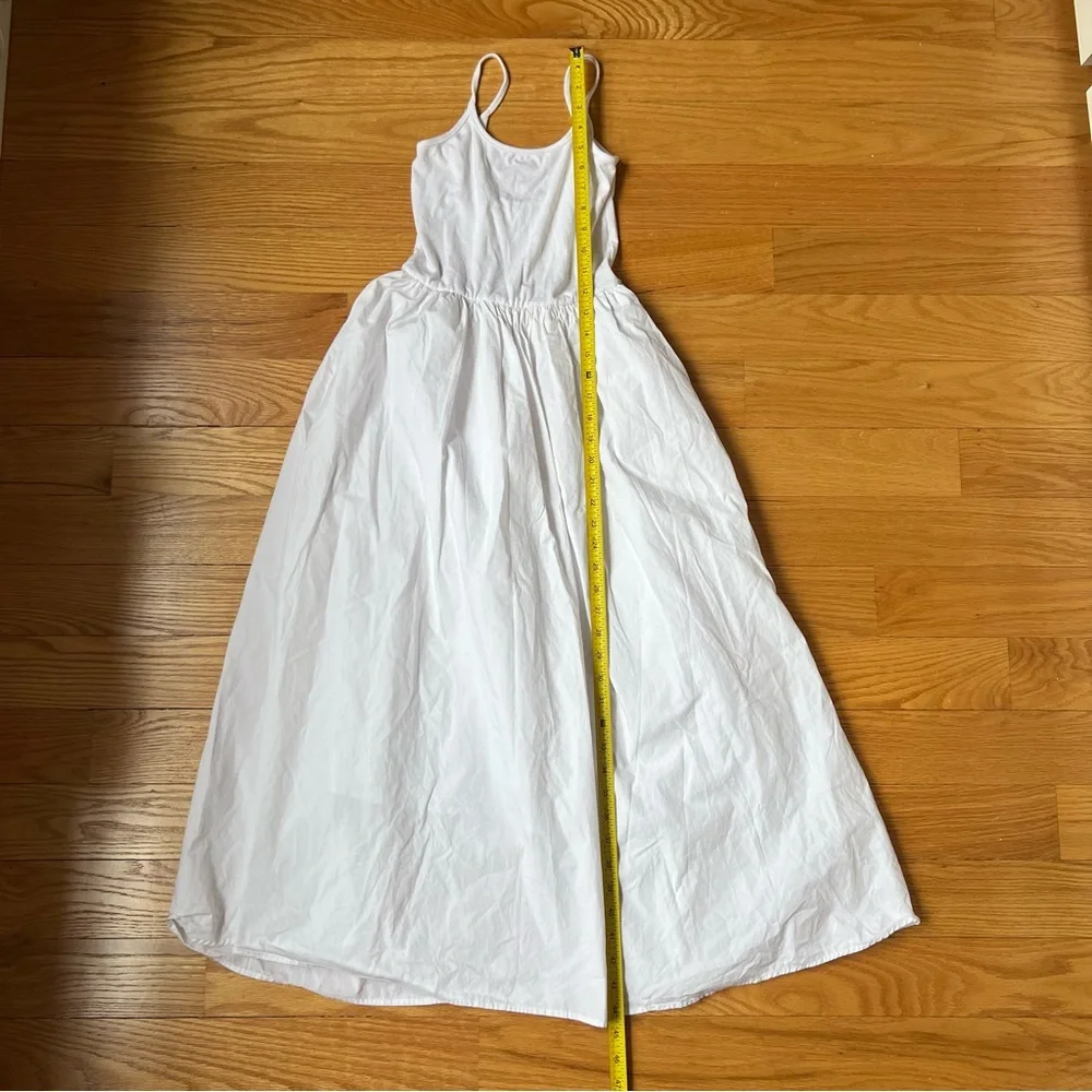 Chic White Sleeveless Patchwork Pockets Cotton Cami Midi Dress Size XS - Picture 6 of 8